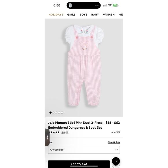 JoJo Maman Bebe Pink Duck 2-Piece Embroidered Seersucker 6-12 months NEW - Picture 11 of 16